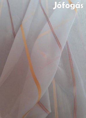 Új Mályva-sárga csíkos voile függöny (6,5m x 3m)