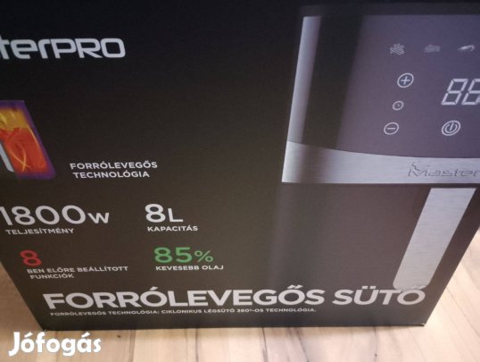 Új Masterpro forrólevegős olaj nélküli sűtő, fritőz XL 8literes eladó