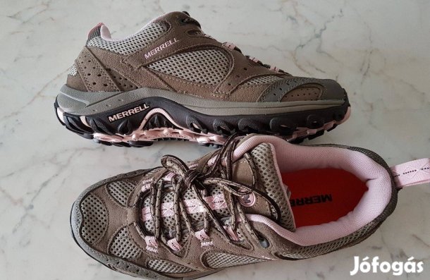 Új Merrell barna-ezüst cipő, orgonaszín belsővel 40 méret