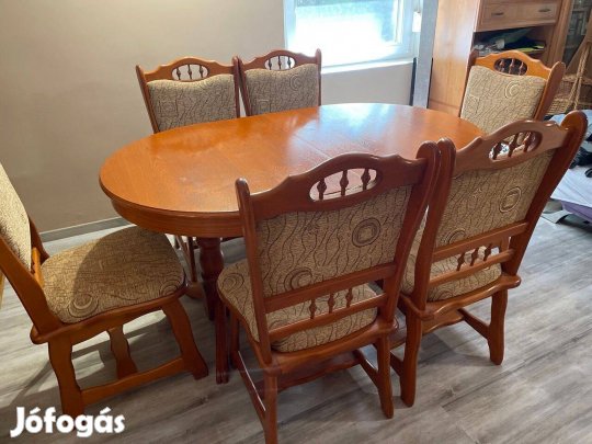 Új München minőségi étkezőgarnitúra 6 személyes tömör fa étkező asztal