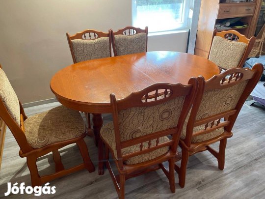 Új München minőségi étkezőgarnitúra 6 személyes tömör fa étkező asztal