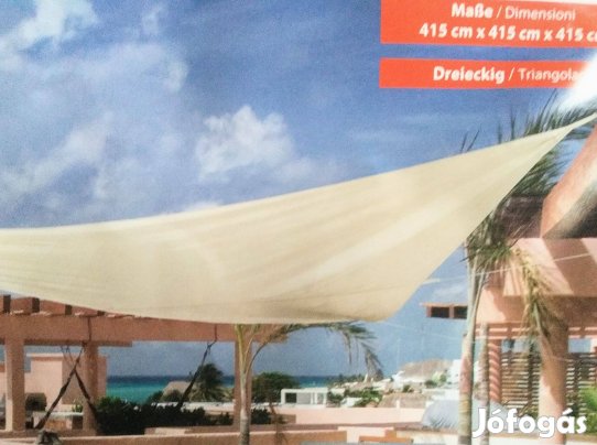 Új Napvitorla HDPE, Krém német minőség,, UV 60 415x415x415,Új!,vízlepe