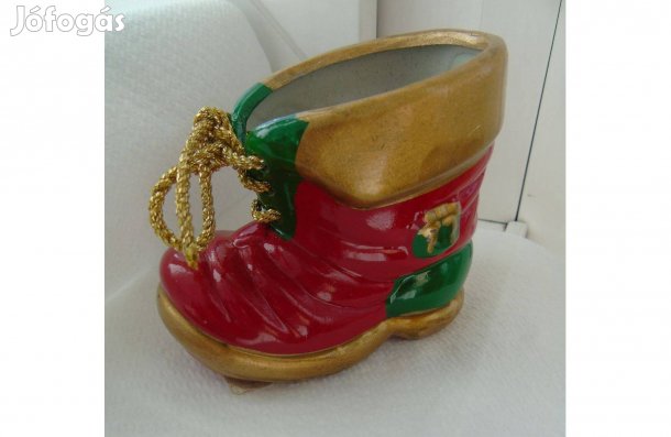 Új Német színes kerámia ünnepi bakancs cipő dísztárgy