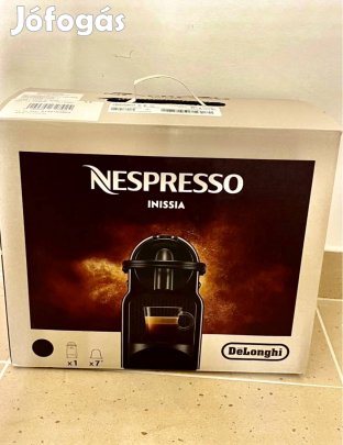 Új Nespresso Inissia kapszulás kávéfőző (fekete) 2 év garanciával,