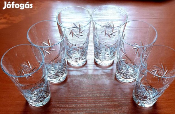 Új Ólomkristály Pohárkészlet (12 db) 30 éves, csiszolt ritkaság! Le