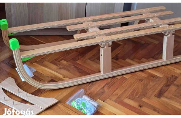 Új Összecsukható bükkfa szánkó faszánkó kötéllel 110cm