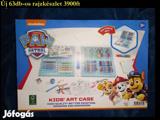 Új PAW, Mancs őrjáratos gyerek festékkészlet, rajztáska, 63db-os,