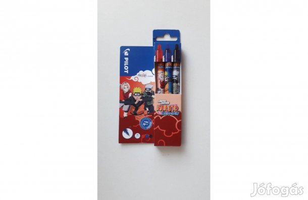 Új PILOT 3 db Naruto Limited Edition radírozható rollertoll készlet_