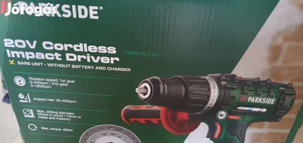 Új Parkside Psbsa 20Li C3 akkumulátoros ütvefúró csavarbehajtó