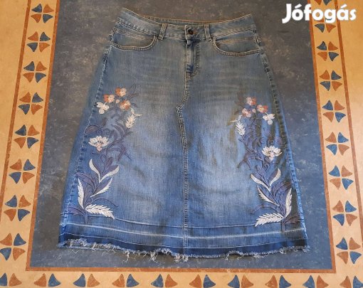 Új Primark hímzett erősen koptatott elaszt. szegetlen farmerszoknya 42