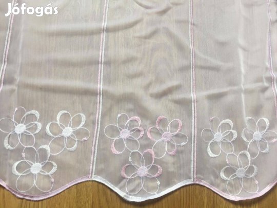 Új Rózsaszín virágos vitrázs függöny (2,9m x 45cm)