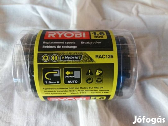 Új Ryobi RAC125 3db orsó damil 1,6mm fűkasza szegélynyíró