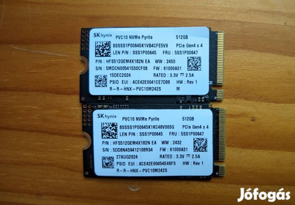 Új SK Hynix PVC10 2242 méretű 512GB SSD 100%