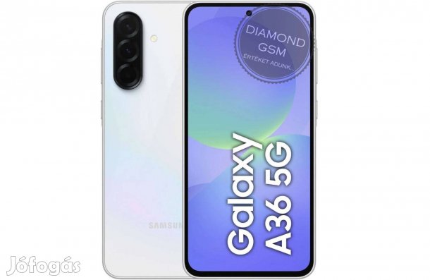 Új Samsung A36 A366B 5G 256GB 8GB Dual, Fehér színben,