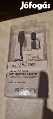 Új Sony usb, micro usb, Lightning adat, töltő kábel 
