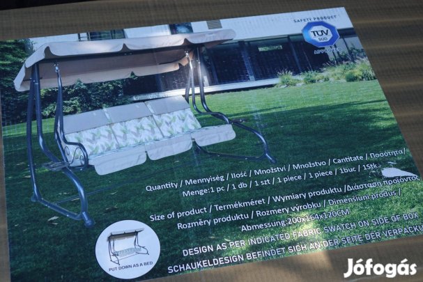 Új Sorrentino hintaágy masszív kerti hinta 200x164 ágy funkció