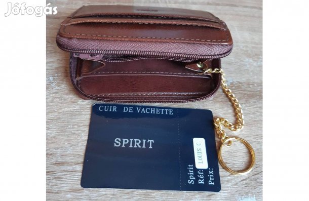 Új Spirit FRA márkájú barna marhabőr kártyatartós pénztárca