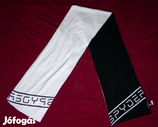 Új Spyder akrill fekete fehér sál 164cm X 26cm
