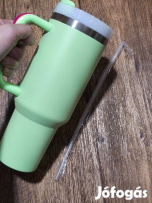 Új Stanley stílusú hőtartó termosz pohár bögre tumbler - zöld (1,2 l)