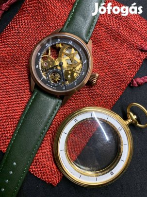 Új Svájci ETA/Unitas 6498 Skeleton szerkezetes karóra bronz tokban