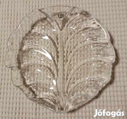 Új Svéd "Orrefors" Levél Formájú Kristály Tányér / Kínáló Tál
