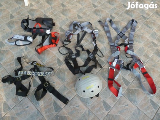 Új Sziklamászó Alpinista viaferrata felszerelés eladó. Felső sor: un