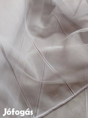 Új Szürke csíkos, hófehér függöny (10m x 290cm)