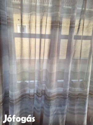 Új Szürke keresztbe csíkos batikolt függöny (12m x 290 cm)