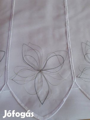 Új Szürke virág mintás voile vitrázs (4,85 x 45cm)