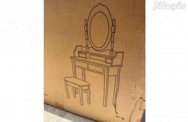 Új Timeless Tools Tükrös Fésülködő Asztal Párnázott Székkel Rome Fehér