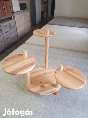 Új Tömör fenyő 1+3-as Virágtartó állvány eladó (10)