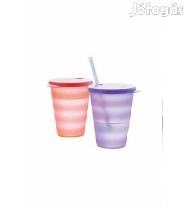 Új Tupperware Új Hullám Szívószálas Pohár szett 2 x 330ml