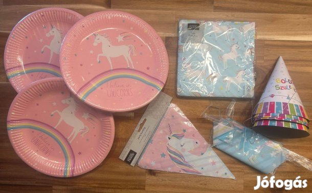 Új Unikornis party szett: papír tányérok, poharak