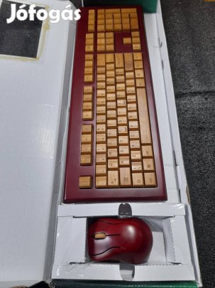 Új Vezeték nélküli egér+billentyűzet set bambuszból (Mahogany Style)