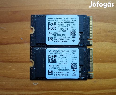 Új Western Digital PC SN740 2242-es méretű 4. gen 512Gbos SSD-k 100%