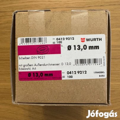 Új Würth Alátét Nagy Külső Átmérővel DIN 9021 A4 Nemesacél Kezletlen
