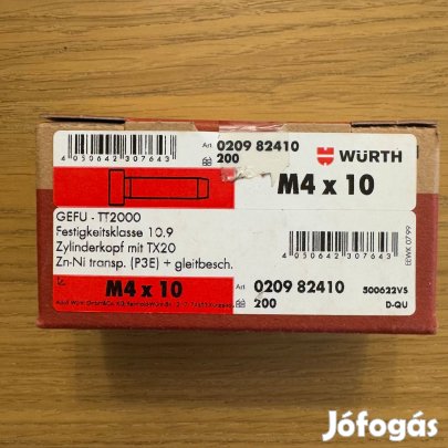 Új Würth Gefu Menetnyomó Csavar Hatlapú Taptite2000 Hengerfe Menettel