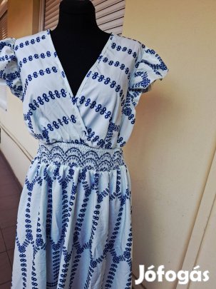 Új XL-es kék/fehér mintás nyári női ruha