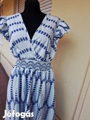 Új XL-es kék/fehér mintás nyári női ruha