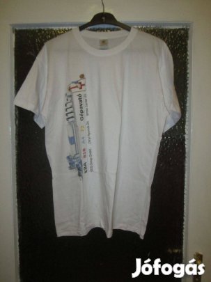 Új XL-es mintás fehér pamut póló