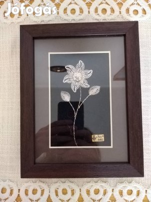 Új Zamani Silver ezüst virág képkeretben