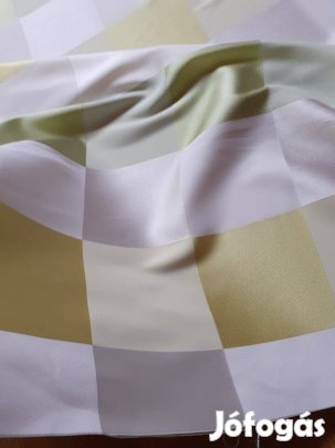 Új Zöld-fehér sárga kockás dekor anyag (140x 145 cm)