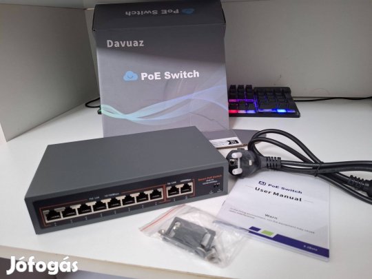 Új! 10portos POE+ switch 120W +rack fülek - eredeti ár alatt