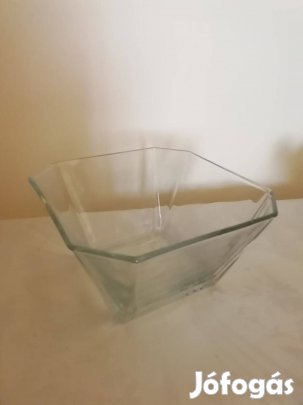 Új, 2 db. modern üveg kínáló, süteményes, stb. tál egyben 1900 Ft