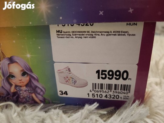 Új! 34-Es Rainbow High Gyerek Cipő Dobozában Eladó 
