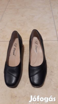 Új, 38-as, bőr, fekete, női félcipő