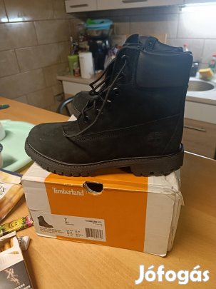 Új, 38as Timberland prémium fekete nubuk női vagy gyerek bakancs