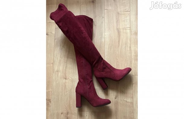 Új, 40-es, burgundi (bordó) színű Orsay csizma eredeti dobozában