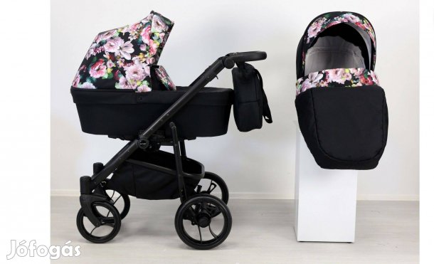 Új -Babakocsi - Kunert Lazzio 3in1 - fekete virágos
