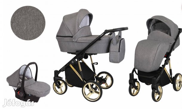 Új- Babakocsi - Kunert Molto Premium 3in1 - Grafit jeans - arany színű